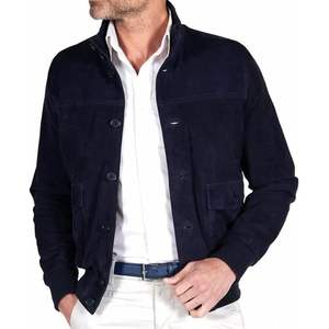 Blouson bomber décontracté pour homme en daim léger avec fermeture à boutons et col montant, idéal pour l'automne - Product Image 1
