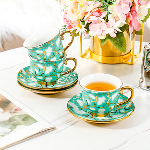 Turkish Style Ceramic Coffee <b>Cup</b> <b>Set</b> With Gold Edging For Afternoon <b>Tea</b> Home Use - Product Image 3