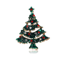 Nouvelle broche de Noël européenne et américaine, épinglette de dessin animé Père Noël et sapin, badge en strass en stock