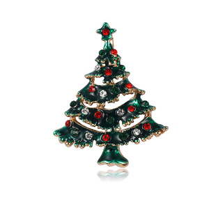 Nuova Spilla Natalizia Europea <span class=keywords><strong>Americana</strong></span>, Spilla a Forma di Albero di Natale con Babbo Natale Cartoon, Distintivo con Strass Disponibile - Product Image 2