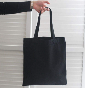 Sac shopping en coton noir imprimé numériquement de haute qualité, sac fourre-tout en toile unie vierge avec logo imprimé personnalisé - Product Image 5