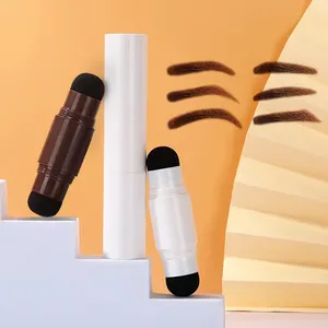 Hai đầu một bước Brow tem định hình Stencil Stick Set lông mày bột định hình không thấm nước với stencils