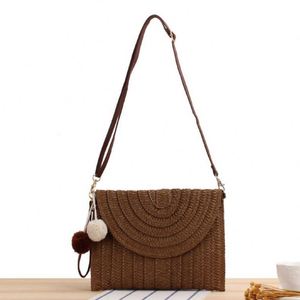 Summer Women Handmade National Portable Water Resistant USB <b>Small</b> Woven Paper Crossbody Single Shoulder Bag for Seaside Vacation - Product Image 3