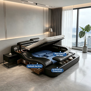 Muebles de Dormitorio Inteligentes con Almacenamiento y Función de Masaje, Cama Doble Moderna Tapizada de Lujo Ajustable, con Estructura de Madera, Tamaño Queen/King - Product Image 2