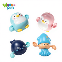 Jouets de bain en plastique à remonter pour enfants : Lion de mer, pingouin, pieuvre – Jouets flottants pour la baignade et le jeu