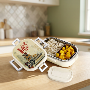 Lonchera Steelo Plus 700+150 ML, lonchera rectangular de plástico con 2 compartimentos, tapa desmontable portátil, fácil de limpiar, de dos niveles. - Product Image 3