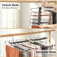 LINDON Cintre à pantalons 5 niveaux en acier inoxydable, gain de place, organisateur de placard multifonctionnel pour jeans, pantalons, écharpes, jupes