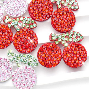 Patchs à coudre en <span class=keywords><strong>strass</strong></span> cerise rouge rose en stock, appliques en cristal de fruits pour accessoires de <span class=keywords><strong>cheveux</strong></span> DIY, décoration de vêtements, vente en gros - Product Image 2