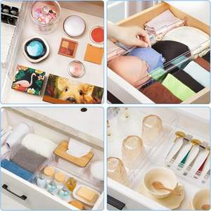 Séparateur <span class=keywords><strong>de</strong></span> <span class=keywords><strong>tiroir</strong></span> extensible réglable en plastique PS transparent pour vêtements et ustensiles <span class=keywords><strong>de</strong></span> cuisine dans la salle <span class=keywords><strong>de</strong></span> bain - Product Image 6