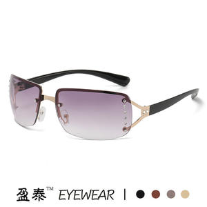 トレンディなY2Kホットガールスウィートクールレトロフレームレススクエアサングラスユニセックスファッションパーソナリティダイヤモンド付きUV400プロテクション - Product Image 5