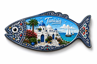 Aimant de réfrigérateur en résine, directement de l'usine, représentant la Tunisie, avec des paysages côtiers et du déserts célèbres d'Afrique du Nord, aimant commémoratif de voyage