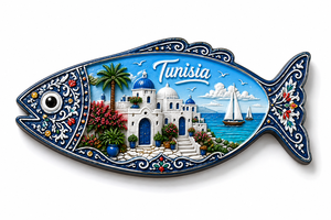 Aimant de réfrigérateur en résine, directement de l'usine, représentant la <span class=keywords><strong>Tunisie</strong></span>, avec des paysages côtiers et du déserts célèbres d'Afrique du Nord, aimant commémoratif de <span class=keywords><strong>voyage</strong></span> - Product Image 2