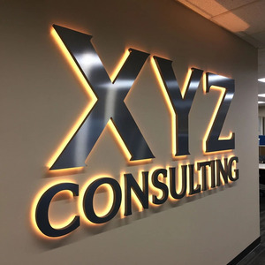 Tùy chỉnh 3D LED Backlit kim loại dấu hiệu Halo lit kênh chữ tùy chỉnh kích thước hình dạng màu sắc thiết kế kim loại Backlit thư ký - Product Image 1