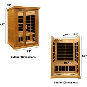 Sauna de lujo familiar para 2 personas Sauna infrarroja portátil de calor suave Sauna seca de madera - Product Image 3