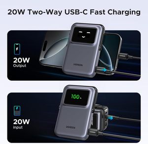 Sạc dự phòng UGREEN Uno, 10000mAh, sạc không dây từ tính, hỗ trợ PD 20W, tích hợp màn hình TFT - Product Image 3