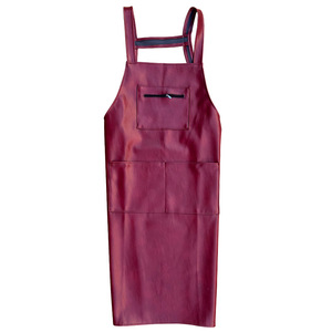 Delantal de cuero Pu con correa doble para hombro, color rojo brillante, resistente al agua y al aceite, para limpieza, uso doméstico, hombres y mujeres - Product Image 5