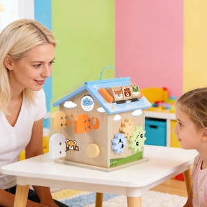 Casa de Actividades de Madera con Xilófono, Engranajes, Clasificador de Formas, Caras de <span class=keywords><strong>Emociones</strong></span> y Bloques de Animales para Bebés y Niños Pequeños, Juguete Sensorial Montessori - Product Image 4