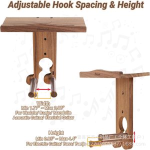Soporte de pared de madera para guitarra, soporte de exhibición de una sola capa de madera maciza para ukelele y guitarra, decoración para sala de estar - Product Image 2
