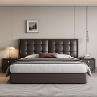 Meubles de chambre à coucher en bois de luxe moderne, lits rembourrés doux, lit double taille Queen avec tiroirs de rangement pour adultes, design élégant