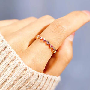 T0277 Heart Shape Rose Gold <b>Ring</b> With <b>Crystal</b> Rhinestone Channel Setting For Women's Everyday Wear - Product Image 1