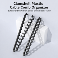 Lot de 10 organiseurs de câbles en PP ignifuge à 12 ports, 6 mm, pour câbles réseau Ethernet Cat6, clips de gestion de câbles, noir