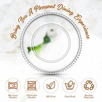 Assiettes de Présentation Rondes Perlées en Plastique de 13 Pouces, Sous-Assiettes Transparentes pour Repas et Mariages