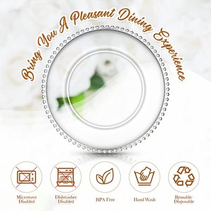 <span class=keywords><strong>Assiettes</strong></span> <span class=keywords><strong>de</strong></span> Présentation Rondes Perlées en Plastique <span class=keywords><strong>de</strong></span> 13 Pouces, Sous-<span class=keywords><strong>Assiettes</strong></span> Transparentes pour Repas et Mariages - Product Image 2