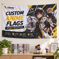 Drapeau personnalisé de 3x5 pieds avec personnage d'anime, bannière publicitaire rectangulaire en polyester non tissé, impression numérique pour affichage extérieur