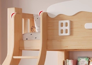 Letto a Castello Alto e <span class=keywords><strong>Basso</strong></span> per Bambini in Legno Massello Letto Multifunzionale a Due Piani - Product Image 5