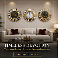 Dreiteiliges islamisches Wanduhr-Set, islamische Uhr mit Allah-Muhammad-Kalligrafie, Dekoration für Wohnzimmer, Majlis, Zuhause