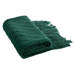 Coperte in Maglia <span class=keywords><strong>Verde</strong></span> Stile Nordico per Divano, Camera da Letto e Ufficio, Morbide e Calde con Nappe - Product Image 1