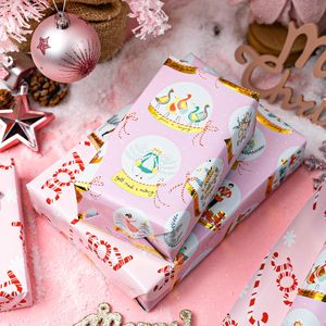 <b>Pink</b> Christmas Wrapping Paper Roll 17 In X 32.8 Ft Recyclable Gift <b>Wrap</b> For Holiday Crafting - Product Image 3