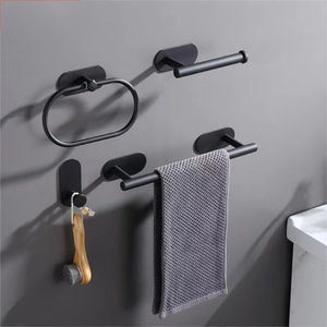 Ensemble de porte-serviettes en acier inoxydable 304, finition noire, design moderne et simple, pour salle de bain et toilettes - Product Image 2