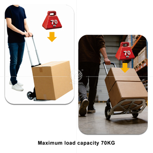 Carretilla de Mano Plegable y Retráctil Resistente con Ruedas de 5 Pulgadas, Material de Acero, Carro de 2 Ruedas - Product Image 5