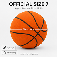 Ballon de basket silencieux d'entraînement en intérieur Elite Taille 7, 29,5 pouces, mousse PU, 340g, toucher doux et faible bru