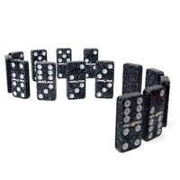 Jeu de dominos professionnel à double six avec effet marbre, dominos en mélamine codés par couleur, spinner doré, logo personnalisé pour casino