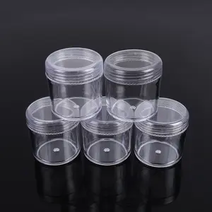 Customize Logo Transparent Plastic 25ml 25g Round Jar 25 Gram Cosmetic Crean Lortion Container Nail Gel Glitter Bottle Case