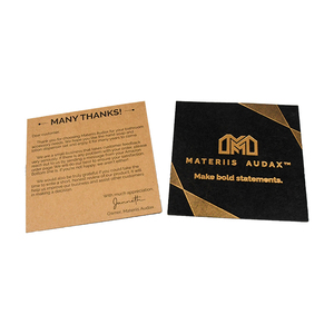 Cartes de remerciement de luxe noires préférées avec logo en feuille d'or en relief profond sur papier kraft et papier d'art pour les remerciements de la marque - Product Image 4