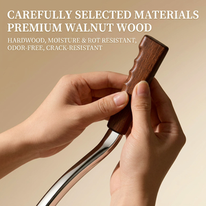 304 Edelstahl Schab- und Massagebrett für Ganzkörperbehandlung. Holzgriff. Großes <span class=keywords><strong>M</strong></span>-förmiges Messer. Faszienmesser. - Product Image 4
