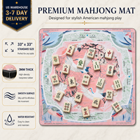Tapis de Mahjong américain Pink Crane, 84x84cm, 3mm, en néoprène, imperméable, antidérapant, silencieux, pour table de jeu, expédié depuis l'entrepôt américain