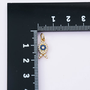 Dije de Pez con Micro Pavé Chapado en Oro de 18k, con Circonitas Azules y Blancas, Colgante de Animal Marino para Fabricación de Joyería DIY, Accesorios de Vida Marina - Product Image 3