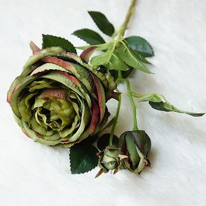 Roses artificielles à 3 têtes en soie, tige unique, très demandées, pour la décoration intérieure. - Product Image 6