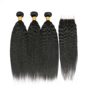 ברזילאי יקי ישר שיער 100% שיער טבעי Weave חבילות רמי שיער טבעי הארכת 8-30 סנטימטרים