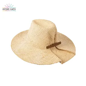 2022 Shinehats cappello di paglia in pelle stropicciata invecchiata pieghevole in rafia a doppio strato unico