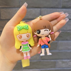 UV Printed Crafts Keychain PVC Rubber Silicone with Cartoon Doll Pattern Customizable Decoration for Gifts