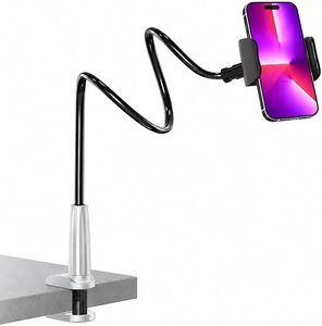 Support de téléphone flexible col de cygne pour lit, support de téléphone portable mains libres pour bureau, pince de fixation pour visionnement aérien - Product Image 2