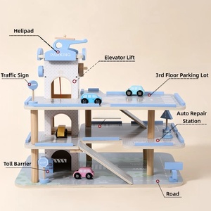 Jouet éducatif de haute qualité pour enfants, <span class=keywords><strong>garage</strong></span> de stationnement pour voitures en <span class=keywords><strong>bois</strong></span> de grande taille, 3 étages, avec véhicule jouet pour garçons - Product Image 3