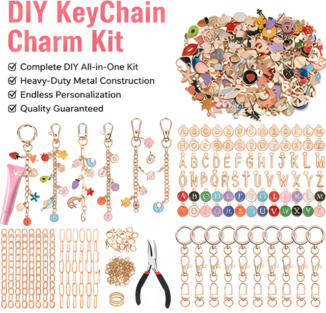 DIY Keychain Pendants Spring Ring Crimp Bead Connector Chains Keychain Ring for Jewelry Handmade Bracelet Necklace Party Favors