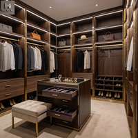 Système de dressing ouvert en bois de noyer, placage de luxe personnalisé, écologique, armoire ouverte pour vêtements, dressing intégré