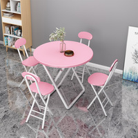 Table Pliante Ronde Compact Gain de Place Portable Surface de Grain de Bois Cadre Métallique pour Balcon Petit Appartement Salle à Manger Petit Déjeuner